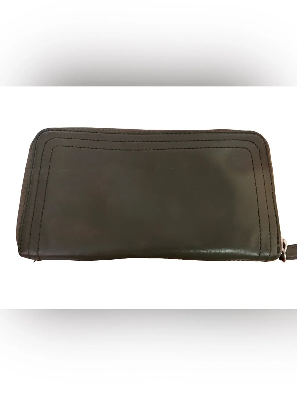 B Makowsky Hunter Green Leather Zip Around Wallet Leopard Interior